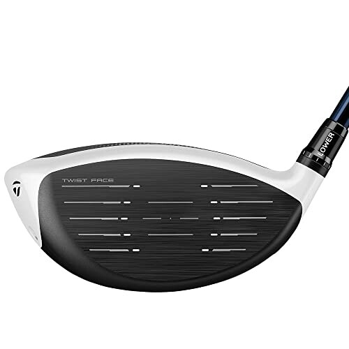 Close-up of a golf club driver head with twist face technology.