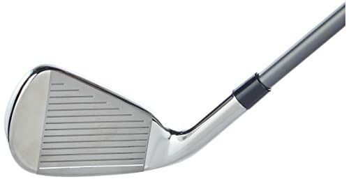 Close-up of a golf club iron head.