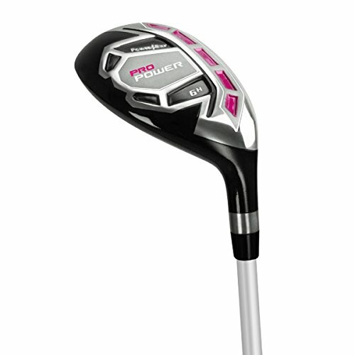 Golf hybrid club with pink accents