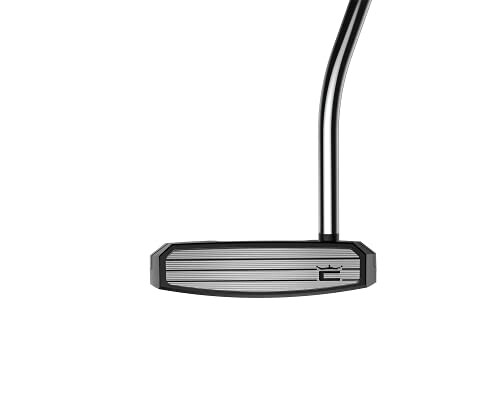 Black and silver golf putter with logo