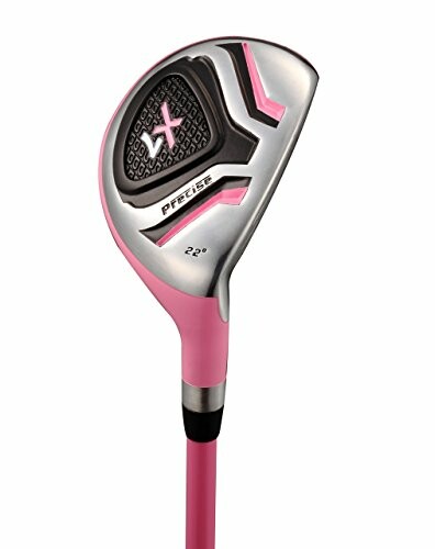 Pink and silver hybrid golf club head with precise branding.